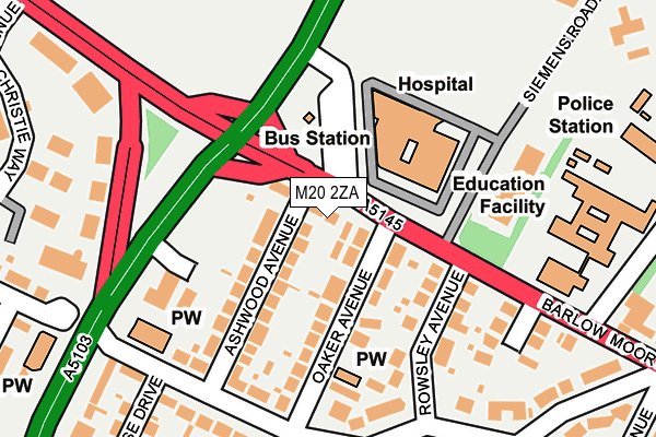 M20 2ZA map - OS OpenMap – Local (Ordnance Survey)