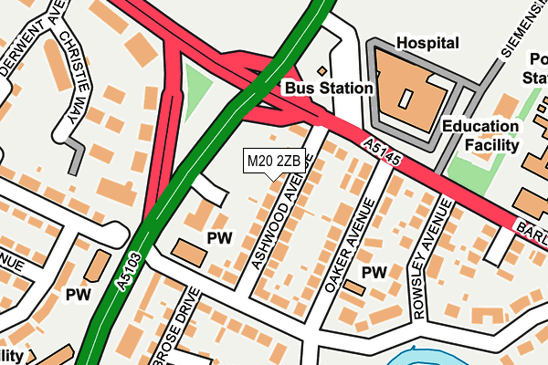 M20 2ZB map - OS OpenMap – Local (Ordnance Survey)