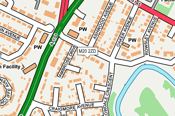 M20 2ZD map - OS OpenMap – Local (Ordnance Survey)