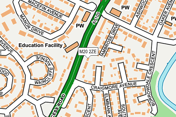 M20 2ZE map - OS OpenMap – Local (Ordnance Survey)