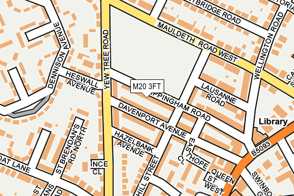 M20 3FT map - OS OpenMap – Local (Ordnance Survey)