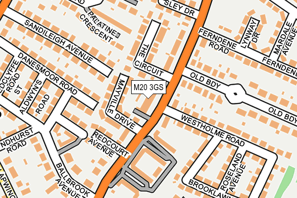 M20 3GS map - OS OpenMap – Local (Ordnance Survey)