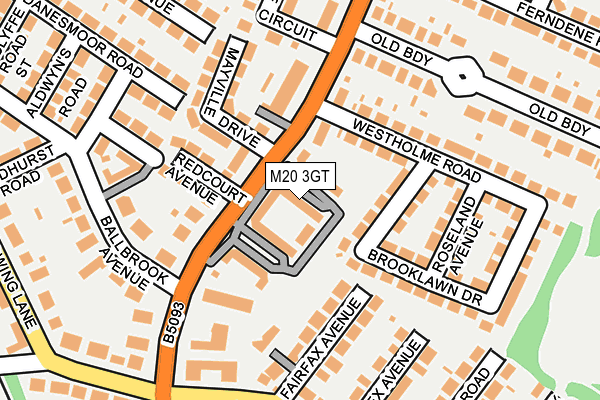 M20 3GT map - OS OpenMap – Local (Ordnance Survey)