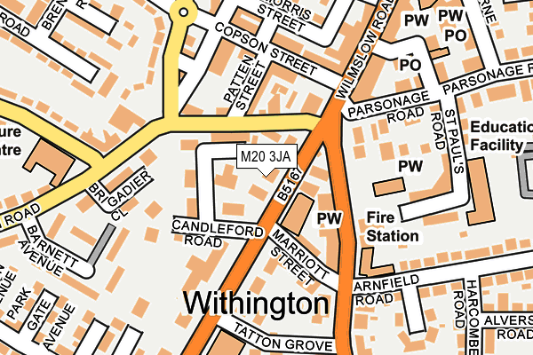 M20 3JA map - OS OpenMap – Local (Ordnance Survey)