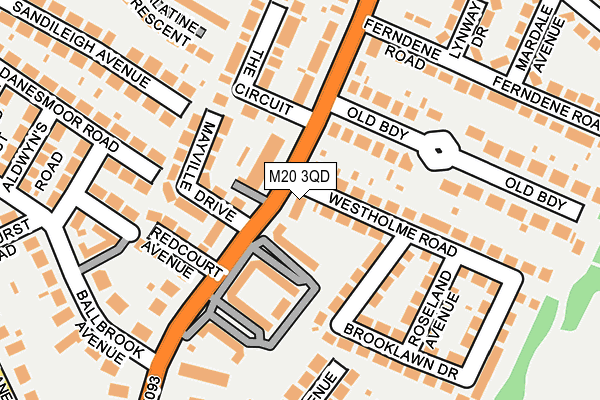 M20 3QD map - OS OpenMap – Local (Ordnance Survey)
