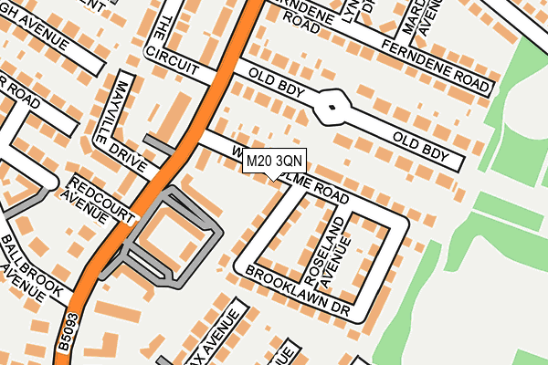 M20 3QN map - OS OpenMap – Local (Ordnance Survey)