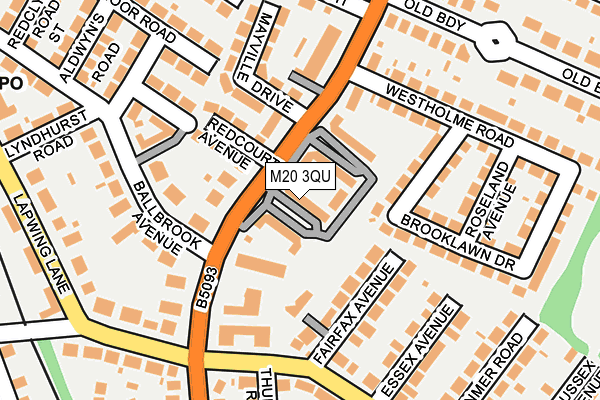 M20 3QU map - OS OpenMap – Local (Ordnance Survey)