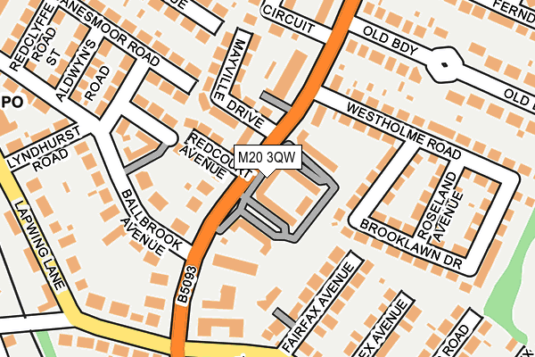 M20 3QW map - OS OpenMap – Local (Ordnance Survey)