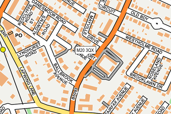 M20 3QX map - OS OpenMap – Local (Ordnance Survey)