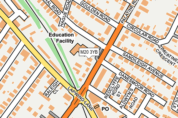 M20 3YB map - OS OpenMap – Local (Ordnance Survey)