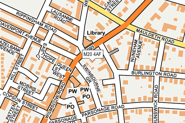 M20 4AF map - OS OpenMap – Local (Ordnance Survey)