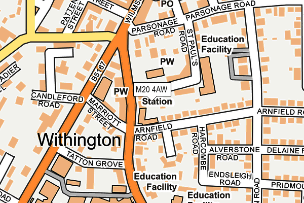 M20 4AW map - OS OpenMap – Local (Ordnance Survey)