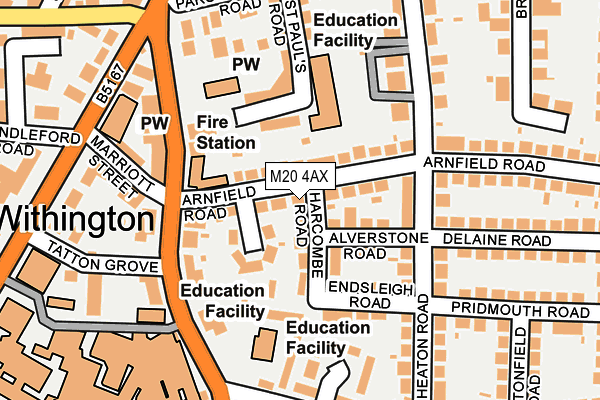 M20 4AX map - OS OpenMap – Local (Ordnance Survey)