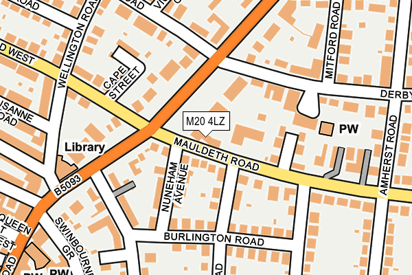 M20 4LZ map - OS OpenMap – Local (Ordnance Survey)