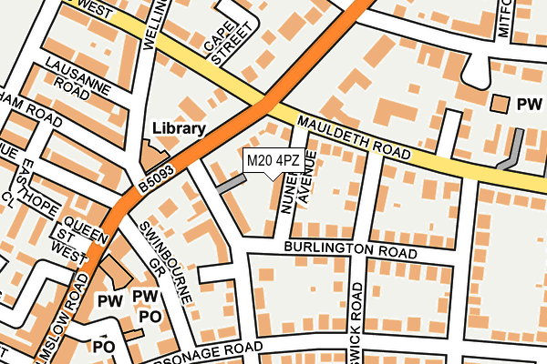 M20 4PZ map - OS OpenMap – Local (Ordnance Survey)