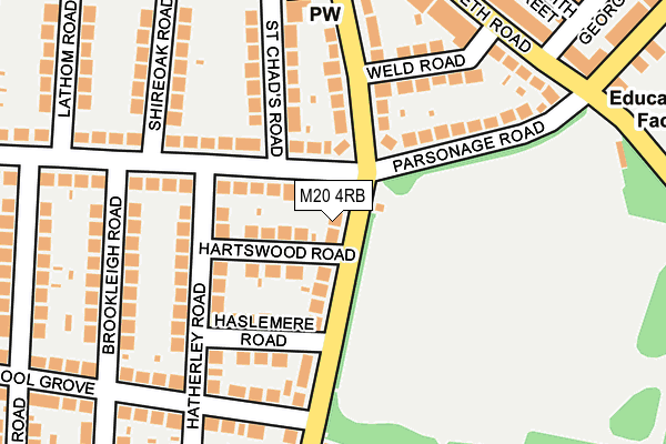 M20 4RB map - OS OpenMap – Local (Ordnance Survey)