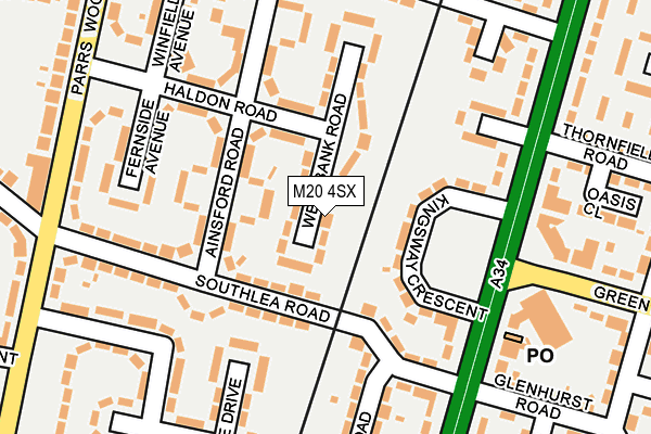 M20 4SX map - OS OpenMap – Local (Ordnance Survey)