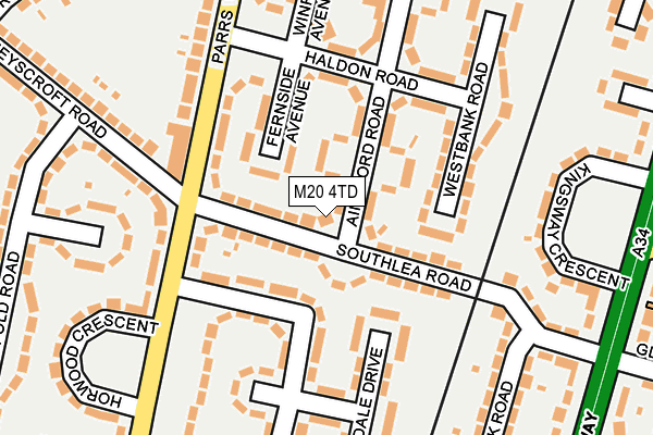 M20 4TD map - OS OpenMap – Local (Ordnance Survey)