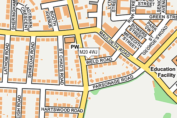 M20 4WJ map - OS OpenMap – Local (Ordnance Survey)