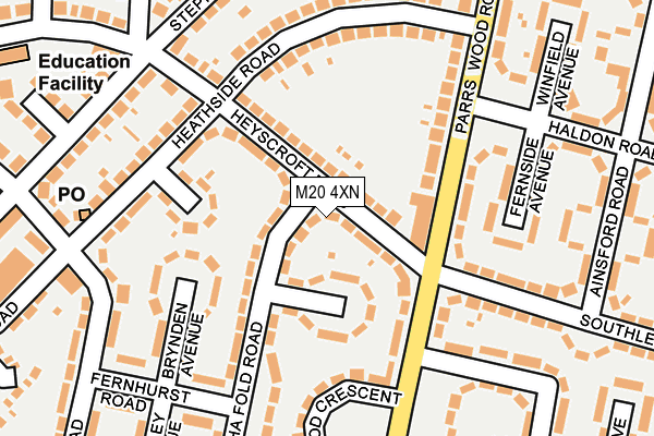 M20 4XN map - OS OpenMap – Local (Ordnance Survey)