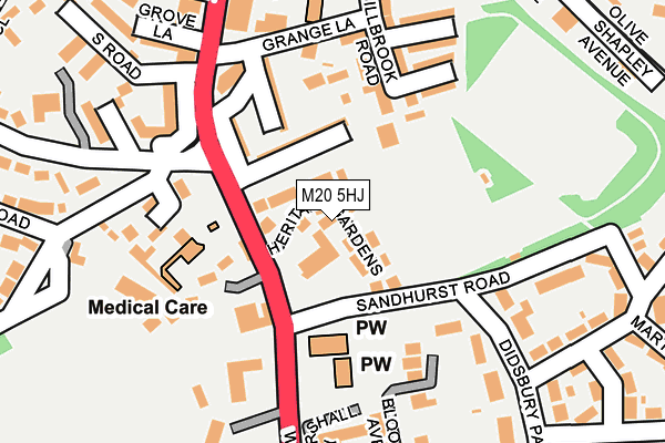 M20 5HJ map - OS OpenMap – Local (Ordnance Survey)