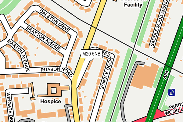 M20 5NB map - OS OpenMap – Local (Ordnance Survey)