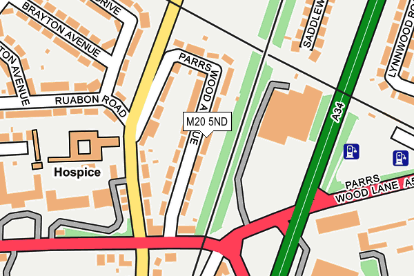 M20 5ND map - OS OpenMap – Local (Ordnance Survey)