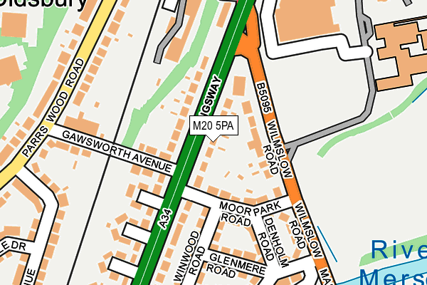 M20 5PA map - OS OpenMap – Local (Ordnance Survey)