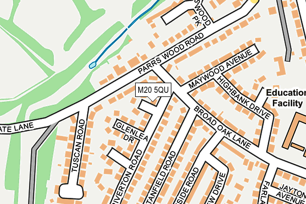 M20 5QU map - OS OpenMap – Local (Ordnance Survey)