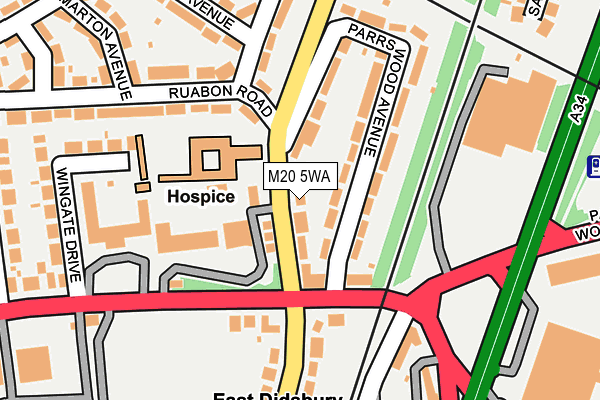 M20 5WA map - OS OpenMap – Local (Ordnance Survey)