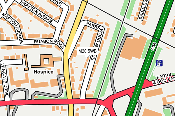 M20 5WB map - OS OpenMap – Local (Ordnance Survey)
