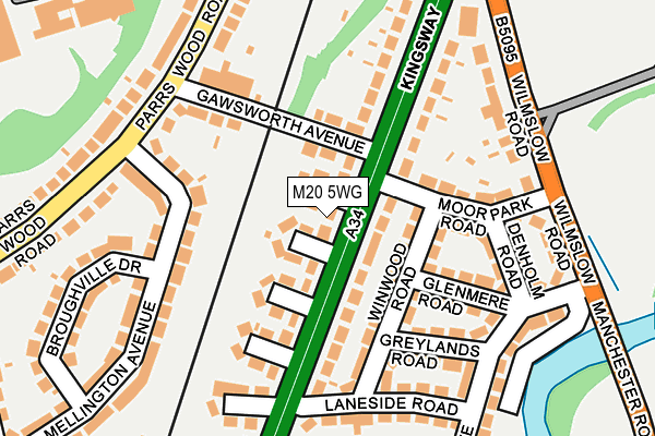 M20 5WG map - OS OpenMap – Local (Ordnance Survey)