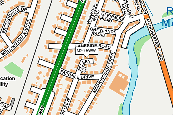 M20 5WW map - OS OpenMap – Local (Ordnance Survey)