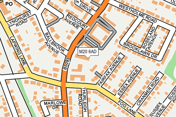 M20 6AD map - OS OpenMap – Local (Ordnance Survey)