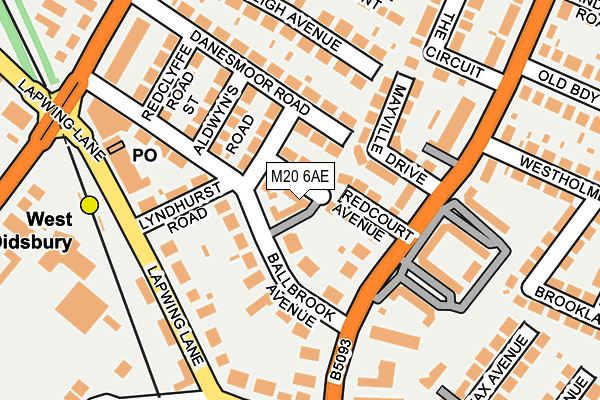 M20 6AE map - OS OpenMap – Local (Ordnance Survey)