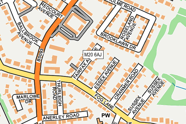 M20 6AJ map - OS OpenMap – Local (Ordnance Survey)