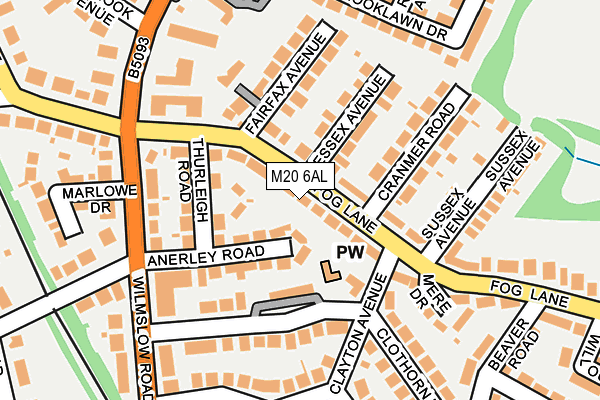 M20 6AL map - OS OpenMap – Local (Ordnance Survey)