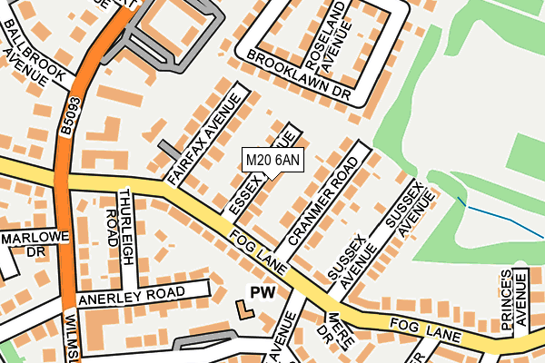 M20 6AN map - OS OpenMap – Local (Ordnance Survey)