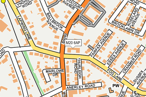 M20 6AP map - OS OpenMap – Local (Ordnance Survey)