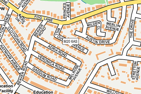 M20 6AS map - OS OpenMap – Local (Ordnance Survey)