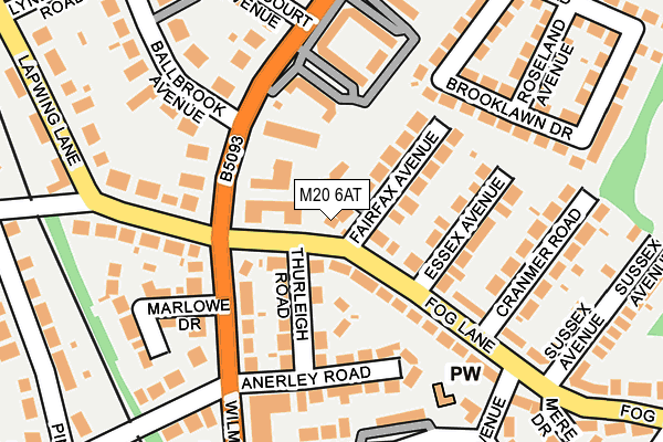 M20 6AT map - OS OpenMap – Local (Ordnance Survey)