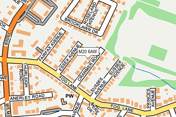 M20 6AW map - OS OpenMap – Local (Ordnance Survey)