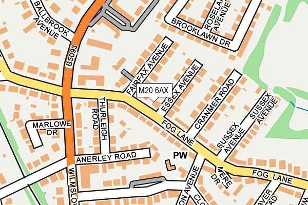 M20 6AX map - OS OpenMap – Local (Ordnance Survey)