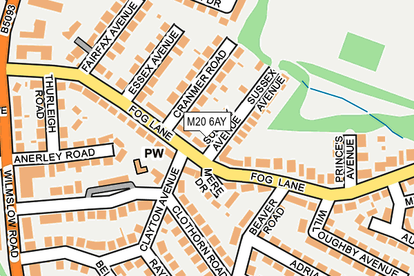 M20 6AY map - OS OpenMap – Local (Ordnance Survey)