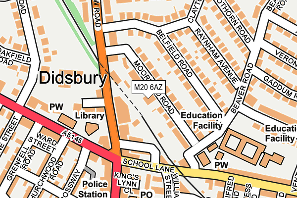 M20 6AZ map - OS OpenMap – Local (Ordnance Survey)