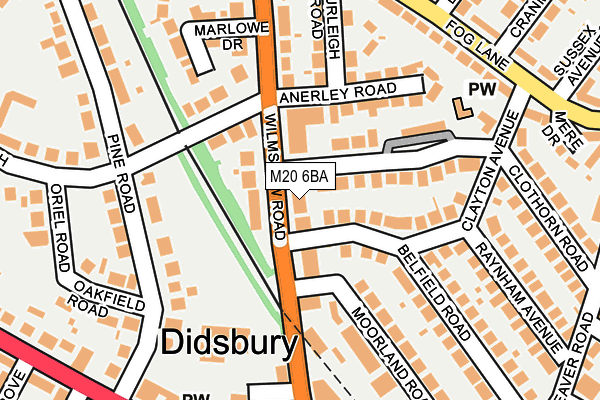 M20 6BA map - OS OpenMap – Local (Ordnance Survey)