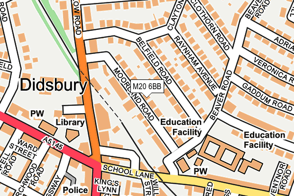 M20 6BB map - OS OpenMap – Local (Ordnance Survey)