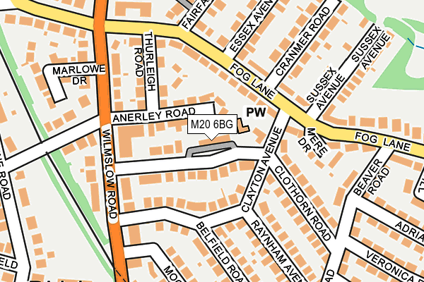M20 6BG map - OS OpenMap – Local (Ordnance Survey)