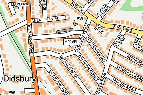 M20 6BL map - OS OpenMap – Local (Ordnance Survey)