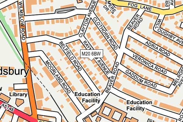 M20 6BW map - OS OpenMap – Local (Ordnance Survey)